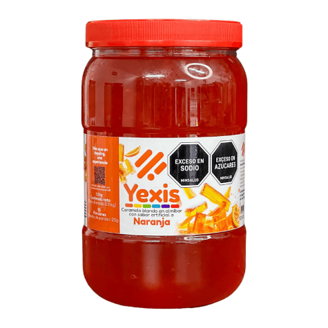 Tarro Yexis Naranja 1100g — jellys para bubble tea, fondo blanco